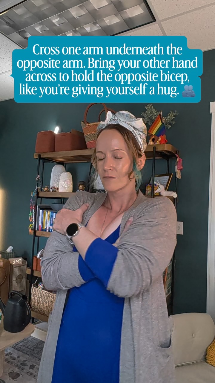 Your nervous system doesn’t always need you to “calm down.” It might need something to DO. 🧠✨
Try these 3 simple regulation tools the next time you feel overwhelmed, anxious, restless, or emotionally activated:
🧠 Point + thumbs up → gives your brain a focused coordination challenge
🌬️ Physiological sigh → long inhale + short top-off inhale + long exhale
🤍 Body squeeze → gives your body deep pressure + proprioceptive input
The goal isn’t to force yourself to feel calm.
It’s to give your brain and body predictable input that may help you feel more grounded and regulated.
And honestly… the point + thumbs-up one is WAY harder than it looks 😂
Save this for the next time you feel overwhelmed. 🫶
Send it to someone whose nervous system could use a little reset. 💙
✨*Everyone responds differently to sensory and breathing strategies. Keep pressure comfortable, breathe comfortably, and stop if anything feels unpleasant.*✨
#nervoussystemregulation #nervoussystemreset #copingskills