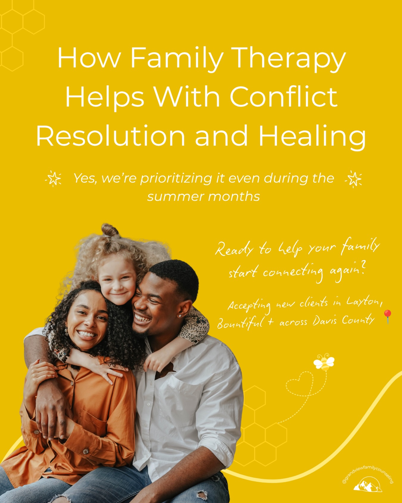 Summer schedules may be full, but family challenges don’t take a vacation. ☀️

Yes, even during the summer months, family therapy can be one of the most valuable investments you make in your relationships. 😉

Whether you’re navigating communication struggles, sibling conflict, parenting challenges, or the stress that comes with changing routines, therapy provides a safe space to slow down, understand one another, and begin healing together. 🐝

Conflict doesn’t have to pull your family apart. It can become an opportunity to build stronger connections, healthier communication, and lasting trust. 💙

You don’t have to wait until school starts or until things feel “bad enough.” Healing can begin today.

📍Now scheduling family therapy appointments in Bountiful, Layton, and virtually across Utah.

✨ Ready to strengthen your family’s connection? Visit the link in our bio or contact us today to book an appointment. 🔗

#utahtherapist #familycounseling #familytherapy #parentingsupport